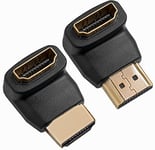 pjp electronics (2 pack HDMI to HDMI Adapters, Right Angled And Left Angled HDMI Adapter for TV, Projector, Monitor, Male to Female 270 Degree/ 90 Degree 4K 3D Full HD Gold Plated