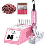 Alle's Ponceuse pour Ongles, Lime a Ongle Electrique Professionnel,30000 RPM Kit de Manucure et Pédicure Professionnel avec Vitesse et Direction Réglables,avec 100 Bandes de Ponçage,Pink