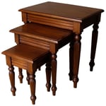 Solid Mahogany Nest of Tables three Tables Traditional Pillar Detailing NEW T061