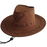 Miehet Naiset Kesämatka Aurinkosuojavoide Mokka Nahka Länsi-Cowboy-hattu Sarjakuva Lehmänpääkuvio Big Wide Brim Sun Jazz Cosplay Cap W65