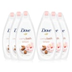 Dove Caring Bath Almond Cream and Hibiscus Moisturising Soak, 6x450ml Silk - One Size