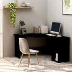 Doc&et² - Bureau d'angle en forme de l Noir 120x140x75cm bois ingénierie