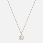 Coach Coin C Faux Pearl Short Pendant Necklace