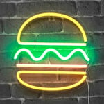 Néon Hamburger 30 cm - Prise et Interrupteur on/Off Inclus Neon led pour Decoration Chambre Enfant ou Déco Néon - Lampe Murale Néon led Hamburger sur