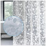 LEMON CLOUD Shower Curtain, PEVA Waterproof and Mould Resistant, Weighted Hem Bathroom Curtains with 3 Magnets and 12 White Plastic Hooks, Cobblestone - (120x200CM/47 W x 78" L)