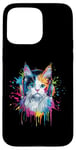 Coque pour iPhone 15 Pro Max Ragdoll Cat Lovers Art portant des écouteurs Motif chat ragdoll