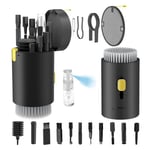 Tounee Keyboard Cleaner Kit, Electronics Cleaning Kit with Retractable Big Brush, Portable, 20 in 1 Multi-Tool Kit for Phones, Tablet, Computer, PC Monitor,TV Camera Lens with 2.5ml Mist Spray (Black)