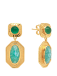 Sarah Alexander Green Onyx and Amazonite Talisman Drop Earrings, Gold/Green