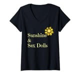 Womens Fun Graphic-Sunshine & Sex Dolls V-Neck T-Shirt