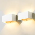 CELAVY Lot de 2 LED Applique Murale Extérieur Intérieur avec Détecteur de Mouvement, IP65 Étanche Luminaire Extérieure, Moderne Lampe Mural 3000K, Éclairage Lumière d'Extérieur, Blanc