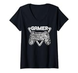 Womens Zebra Print Gamer Video Game Controller Boys Girls Kids V-Neck T-Shirt