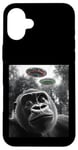 Coque pour iPhone 16 Plus Gorilla Selfie avec Alien OVNI pour hommes, femmes, garçons, filles, enfants