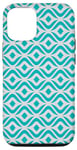 Coque pour iPhone 12/12 Pro Turquoise Blue Aqua Round Smooth Wavy Rhombuses Pattern