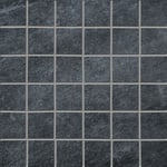 granitkeramik quarzite nero (svart) mosaik 5x5