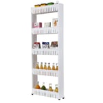 5 Tier Slim Slide Out Kitchen Bathroom Thin Storage Trolley Cart Rack Holder New