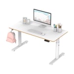 ULTRADESK Bureau d'ordinateur pour enfants Bureau de jeu électrique Pulsar Réglage de la hauteur - Pour étudiants - Espace pour deux moniteurs - Espace pour les jambes et plus - 120x60x55-81cm - Blanc