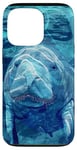 Coque pour iPhone 13 Pro Save The Manatee Crystal River FL Bleu abstrait rayé