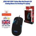 JEDEL M67 USB 7 Colour Blue Red Purple LED Gaming Mouse For Desktop PC Laptop