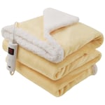 Electric Heated Throw Over Blanket Yellow Digital Control Large Washable Fleece