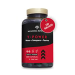 T - Power 100% Natural Male Enhancer avec Maca, Ginseng, L-Taurine, Fenugrec et Poivre Noir. Stimulant + Force + Endurance + Energie. Pre workout. 120 gélules. Végétalien. N2 Natural Nutrition