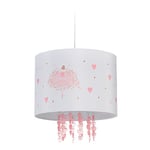 Relaxdays Lampe à Suspension, Chambre Enfant, Abat-Jour Motif Ballerine, HxD : 158x35 cm, luminaire Suspendu, Blanc/Rose