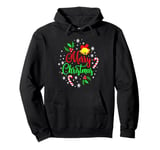 Merry Christmas Happy holidays Jingle Bells and Snowflakes Pullover Hoodie