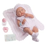 JC TOYS Berenguer - 18053 Poupon réaliste petite fille - tenue rose en tricot avec couverture - 20.57x37.08x18.29 cm