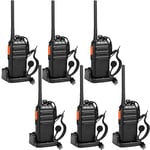 Retevis RT24 Plus Talkie-Walkies, Professionnel Talkie Walkie Rechargeable PMR446 sans Licence 16 Canaux CTCSS/DCS, avec USB Base de Chargement Talkie Walkie avec Oreillette (6 Pcs, Noir)