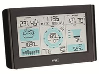 TFA Dostmann Weather Pro Station météo sans fil, 35.1161.01, avec anémomètre, pluviomètre, capteur extérieur, prévisions météo avec symboles, température int./ext., numérique, noir