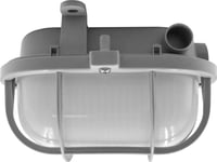 Orno Oval 7040T/P Taklampa, Armatur, 40W, E27, Ip44, Ik10, Kupa I Polykarbonat, Sockel I Polypropen, Plastgaller, Grå