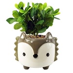 Leaf Pot de Fleurs en céramique Motif Renard avec Plante en Option, mosaïque Artificielle, 22 cm