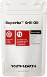 Youth & Earth Superba™ Krill Oil 500mg (60 Softgels) Source of Omega 3s EPA, DHA and Astaxanthin - Cholesterol Management - Brain Health Support