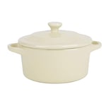 Delys 518069 Mini Cocotte Ronde en Grès Coloris Crème Ø 10 cm H 5 cm