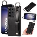 samsung Samsung Galaxy S23 Ultra Hand Strap PU Card Case Black