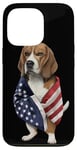 Coque pour iPhone 13 Pro Beagle Dog Patriot Wrap dans le drapeau des USA American Spirit