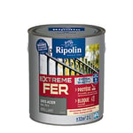 RIPOLIN - Peinture pour Fer Extérieur - Glycéro Antirouille - Sous-couche intégrée - Application directe sur Rouille - Résistante aux Intempéries, UV et Chocs - Brillant - 2L - Gris Acier RAL 7012