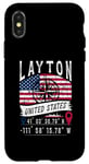 Coque pour iPhone X/XS Layton Drapeau des États-Unis Coordonnées GPS Layton