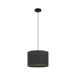 Eglo Suspension luminaire Marasales, lustre chambre élégant, plafonnier salon ou salle à manger en textile et métal laiton, douille E27, Ø 38 cm