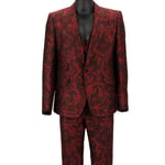 DOLCE & GABBANA SICILIA Veste Baroque Jacquard Noir Rouge 12708