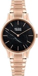 Horloge Femme Nicole Vienna, Cadran Marbre Noir, or Rose, Bracelet en Or Roses '