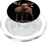 Christmas Magic Moose in Santa Hat Costume for Cozy Xmas PopSockets PopGrip for MagSafe