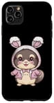 Coque pour iPhone 11 Pro Max Chinchila kawaii avec tenue de lapin