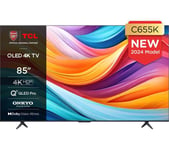 85" TCL 85C655K  Smart 4K Ultra HD HDR QLED TV with Google Assistant & Amazon Alexa, Silver/Grey