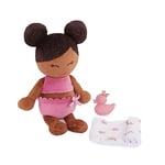 LullaBaby 14-inch Water-Safe Toddler Toys – Towel Ducky Accessories – Kids Ages 2 & Up – Bath Doll – Warm Skin Tone & Dark-Brown Hair, LBY7255Z, Multi