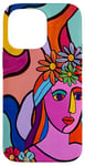 Coque pour iPhone 14 Pro Max Aura Florale Abstrait Portrait De Femme Avec Fleurs