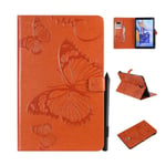 Samsung Galaxy Tab A 10.5 läderfodral med fjärilsavtryck - Orange Orange