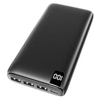 Power Bank 26800mAh Portable Charger, Riapow Fast Charging Battery Pack 3.0A USB C Input & Output with LED Display 4 USB Outputs for iPhone, Samsung, Tablet and More