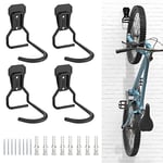 Housolution Lot de 4 Crochets Vélo, Supports de Cintre de Vélo en Fer, Support Mural de Rangement pour Vélos Robuste en Forme de L, Support Vertical de Vélo Pratique pour Maison Garage, Noir