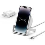 Belkin BoostCharge Wireless Charging Stand 10W (Qi-Certified Fast Wireless Charger for iPhone, Samsung, Google, more), White