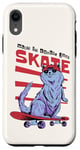 Coque pour iPhone XR Just Skate Fun Planche de skateboard rétro Motif chat Rouge